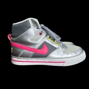 Nike Delta Force High Metallic Silver Pink Swoosh Sneaker  Women's Size: 8